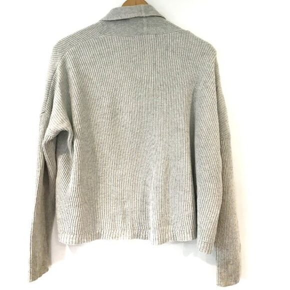 Madewell Horizontide Grey Open Front Cardigan Ribbed Cotton Blend Small - Picture 3 of 8